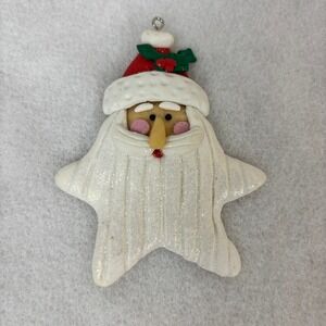 Handmade Santa Claus Star Ornament Glittery Christmas Holiday Decoration